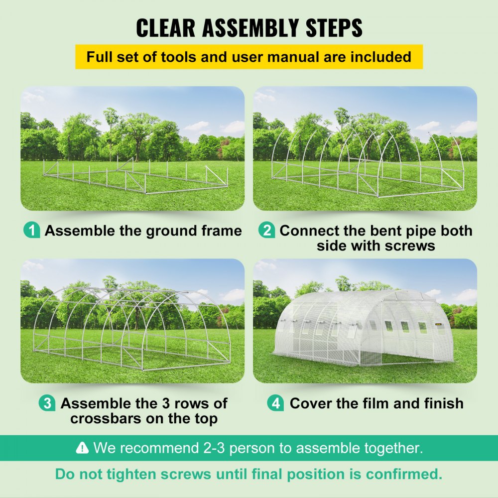 VV-TG-12107WHITE - 20x10ft Portable Greenhouse with Galvanized Steel Structure