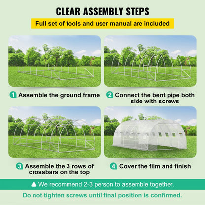 VV-TG-12107WHITE - 20x10ft Portable Greenhouse with Galvanized Steel Structure