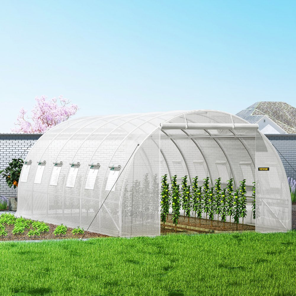 VV-TG-12107WHITE - 20x10ft Portable Greenhouse with Galvanized Steel Structure