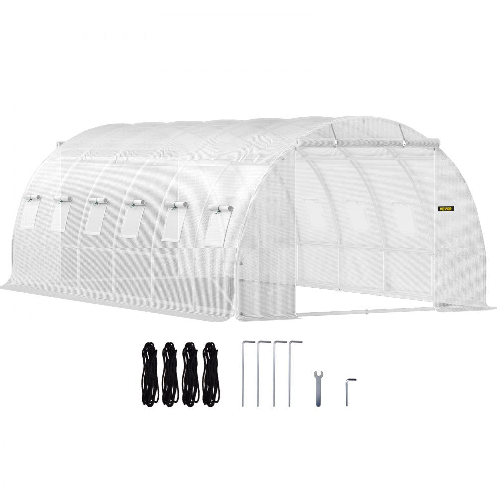 VV-TG-12107WHITE - 20x10ft Portable Greenhouse with Galvanized Steel Structure