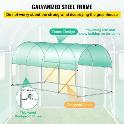 VV-TG-1577WHITE - 15ft Tunnel Greenhouse with PE Cover & Galvanized Frame