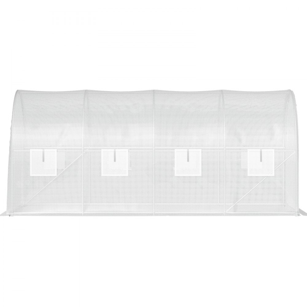VV-TG-1577WHITE - 15ft Tunnel Greenhouse with PE Cover & Galvanized Frame