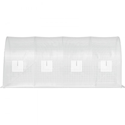 VV-TG-1577WHITE - 15ft Tunnel Greenhouse with PE Cover & Galvanized Frame