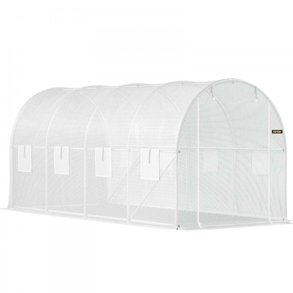 VV-TG-1577WHITE - 15ft Tunnel Greenhouse with PE Cover & Galvanized Frame