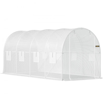 VV-TG-1577WHITE - 15ft Tunnel Greenhouse with PE Cover & Galvanized Frame