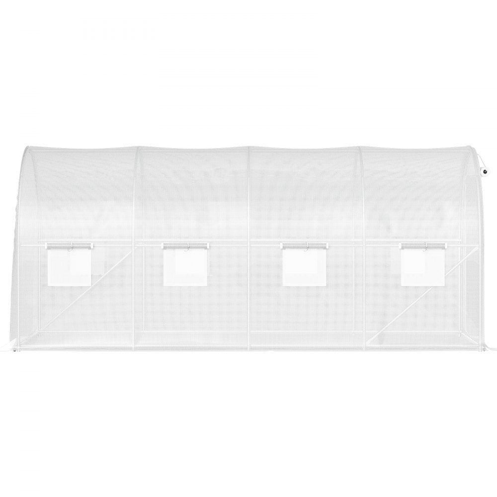 VV-TG-1577WHITE - 15ft Tunnel Greenhouse with PE Cover & Galvanized Frame
