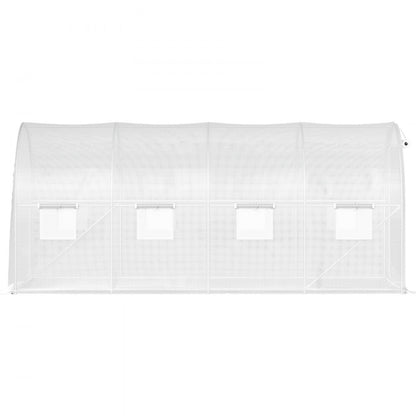 VV-TG-1577WHITE - 15ft Tunnel Greenhouse with PE Cover & Galvanized Frame