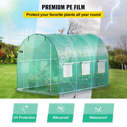 VV-TG-1077GREEN - 9.8x6.6ft Walk-In Greenhouse with Zipped Door and Mesh Windows