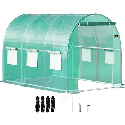 VV-TG-1077GREEN - 9.8x6.6ft Walk-In Greenhouse with Zipped Door and Mesh Windows