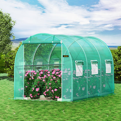 VV-TG-1577GREEN - 12x7ft Walk-in Tunnel Greenhouse with Waterproof PE Cover
