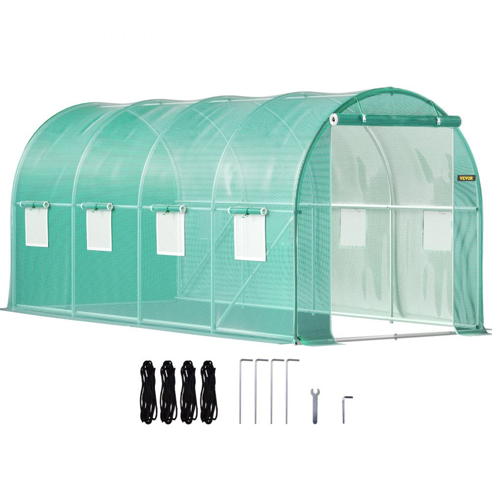 VV-TG-1577GREEN - 14.8ft Walk-In Greenhouse with Waterproof Cover & Ventilation