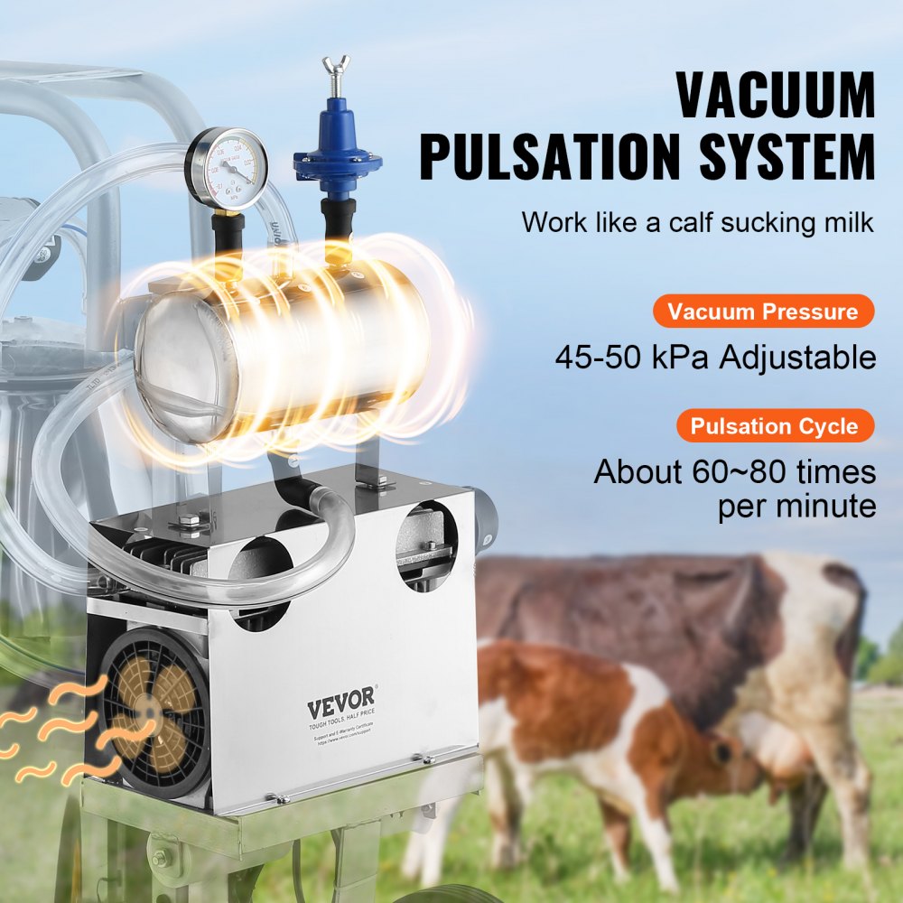 9JYZ-1 - 6.6-Gallon Stainless Steel Electric Cow Milking Machine