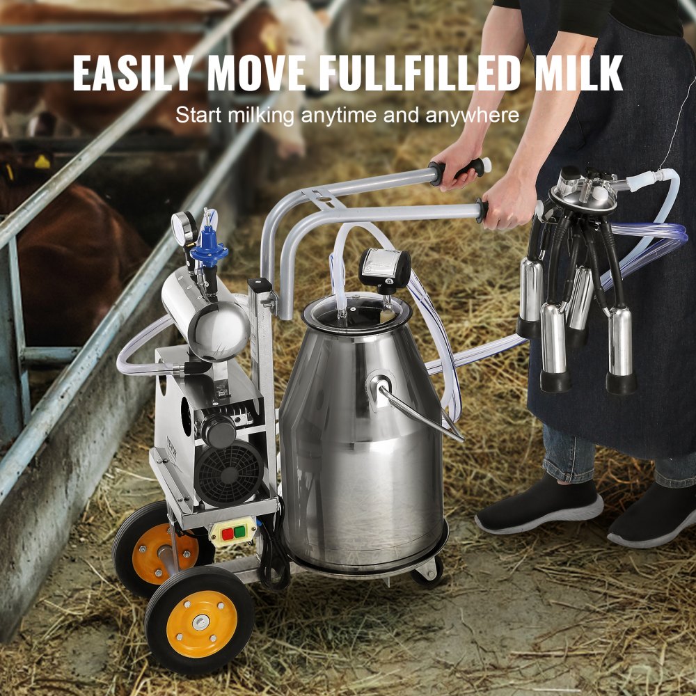 9JYZ-1 - 6.6-Gallon Stainless Steel Electric Cow Milking Machine