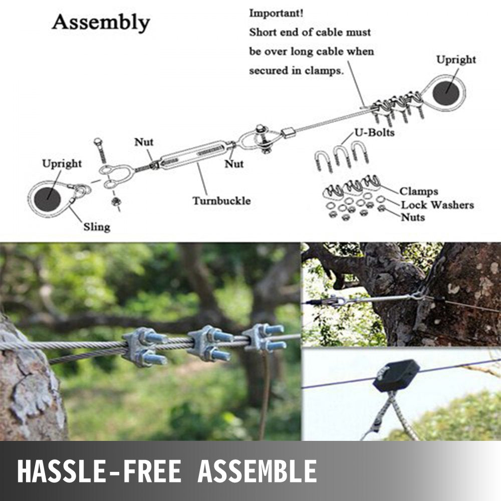 010258286871 - 100FT Zip Line Kit for Kids, Adjustable Seat & Easy Assembly