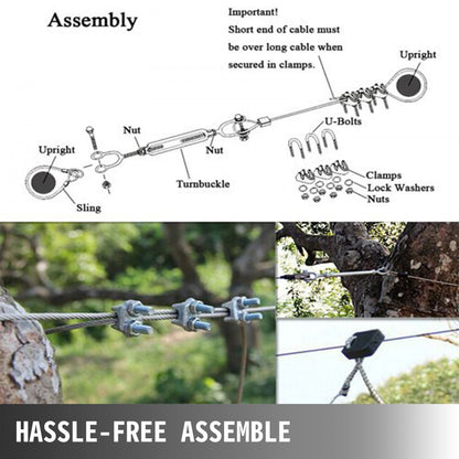 010258286871 - 100FT Zip Line Kit for Kids, Adjustable Seat & Easy Assembly