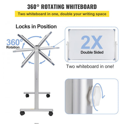 YDMB36X24 - Adjustable Mobile Whiteboard 24" x 36" with Magnetic Surface