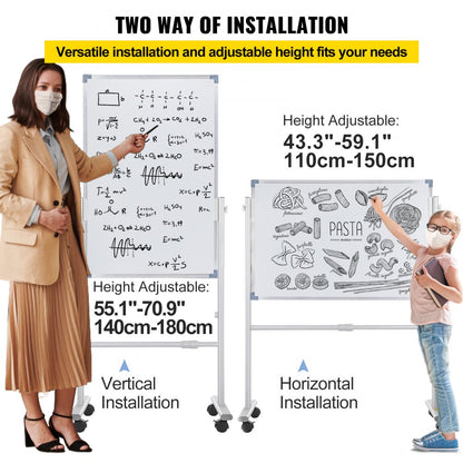 YDMB36X24 - Adjustable Mobile Whiteboard 24" x 36" with Magnetic Surface