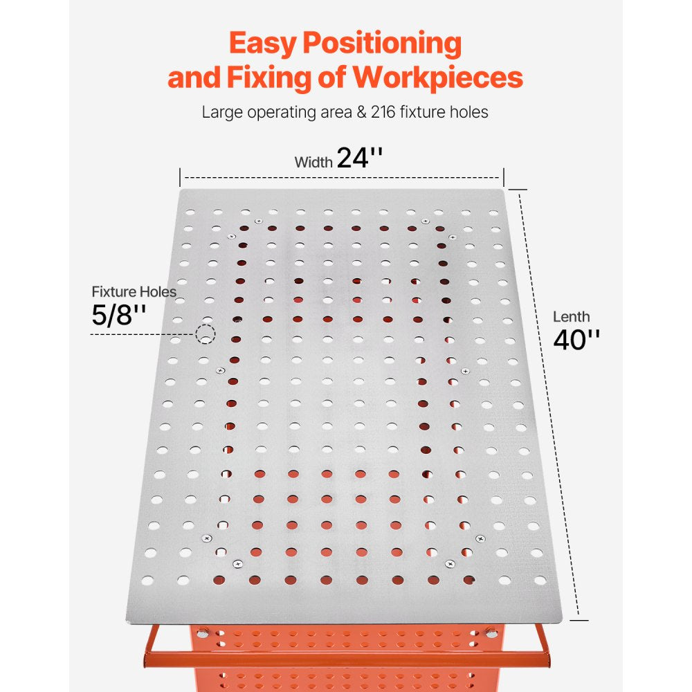 800lb - 40" x 24" Movable Welding Table with 216 Holes
