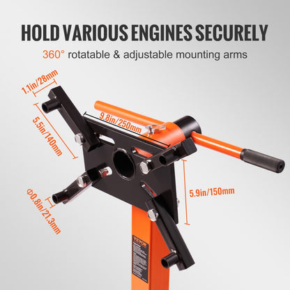 010987661497 - 1500 lbs Steel Engine Stand with 360° Rotation & Space-Saving Design