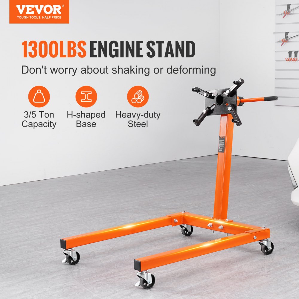 010356466745 - Heavy-Duty Engine Stand, 1300 lbs Capacity, 360° Rotation