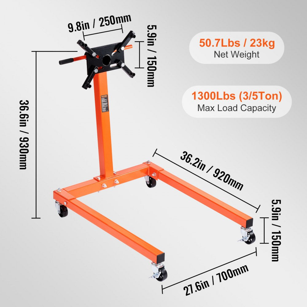 010356466745 - Heavy-Duty Engine Stand, 1300 lbs Capacity, 360° Rotation