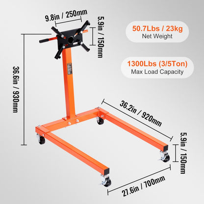010356466745 - Heavy-Duty Engine Stand, 1300 lbs Capacity, 360° Rotation