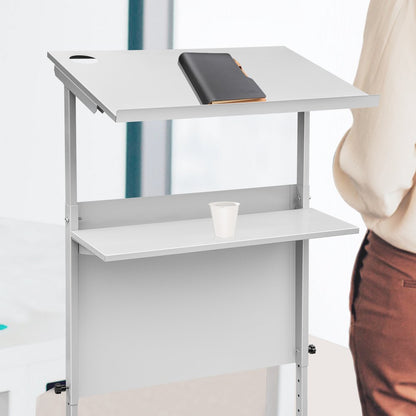 3YYYDJ004XA - Durable 1.5mm Steel Lectern Podium with Two-Tier Design