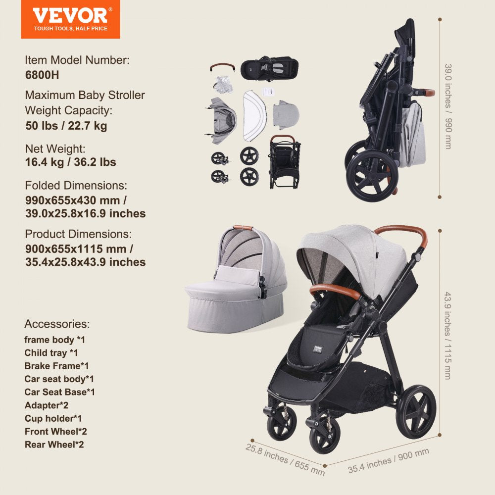 6800H - Lightweight 360° Stroller Travel System for On-the-Go Parents