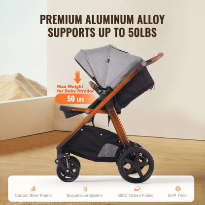 6800H - Lightweight Travel System with 360° Swivel Seat & Bassinet