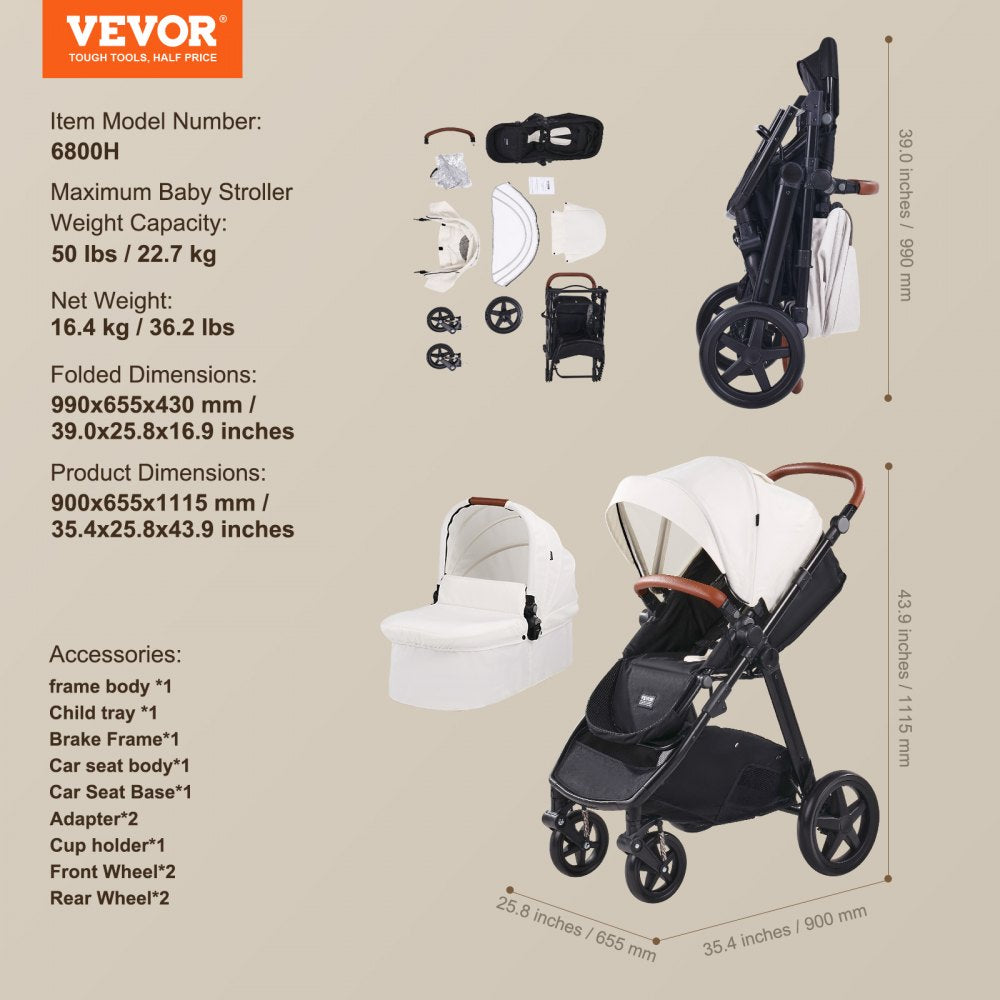 6800H - Lightweight 2-in-1 Stroller System with Adjustable Canopy and Recline