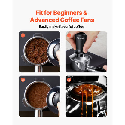 YFQ53mm0101020003 - 30lbs Pressure Stainless Steel Espresso Tamper with Grip
