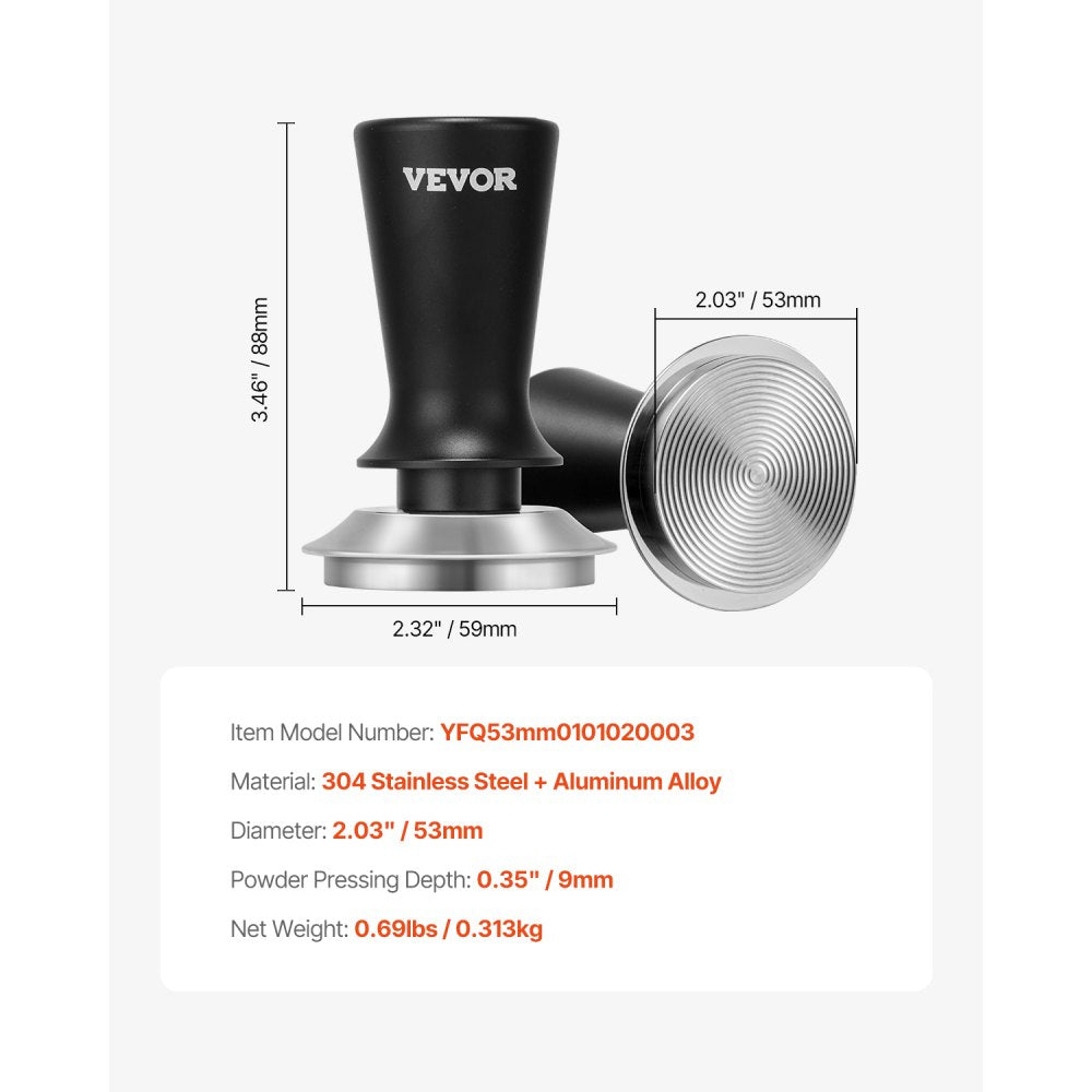YFQ53mm0101020003 - 30lbs Pressure Stainless Steel Espresso Tamper with Grip