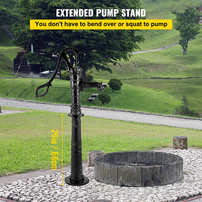 SYBC-7764 - Vintage Cast Iron Hand Water Pump with 26-inch Stand