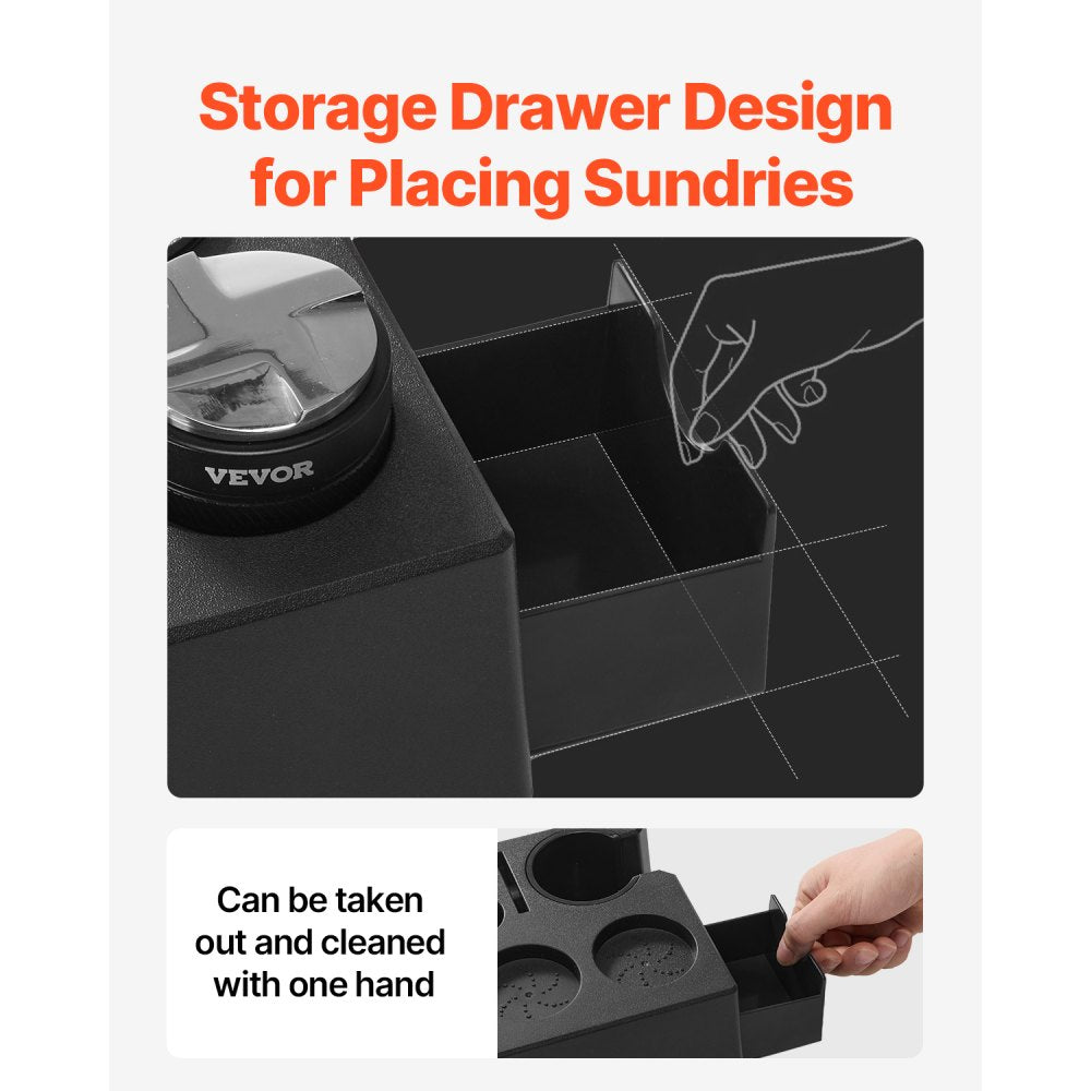 YFZTY0103080003 - Sapele Wood Espresso Tamping Station with Tool Storage