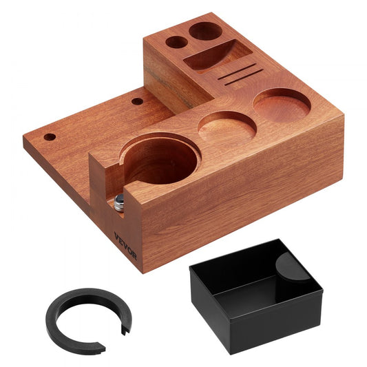 YFZTY0102020033 - Compact Sapele Wood Espresso Tamping Station with Tool Storage