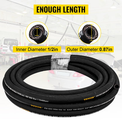 010469960841 - Durable 1/2" x 100 ft Hydraulic Hose for Heavy Machinery