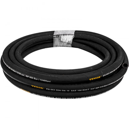 010634308375 - 3/4" x 50 ft Durable Synthetic Rubber Hydraulic Hose