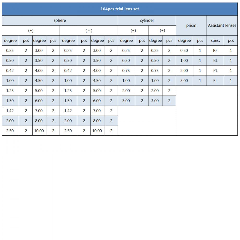 010748815610 - 104pcs Optometry Trial Lens Set with Durable Storage Box