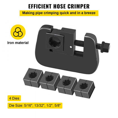 7843B - Durable Manual A/C Hose Crimper Kit with 4 Dies