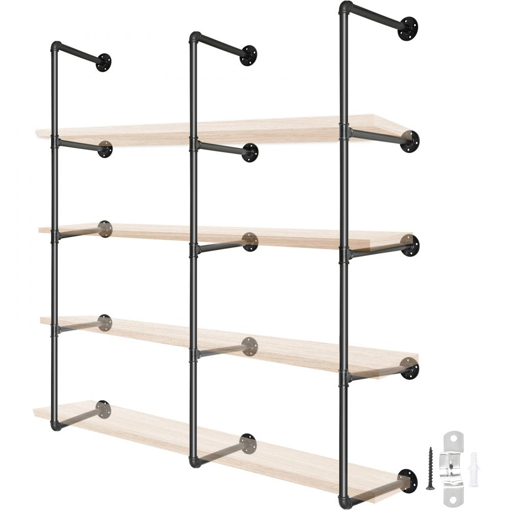VV-GYGZWJ-BJDM4C3PCS - Durable 4-Tier Iron Pipe Shelves for Vintage Storage