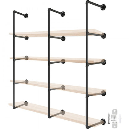 VV-GYGZWJ-BJDM4C3PCS - Durable 4-Tier Iron Pipe Shelves for Vintage Storage