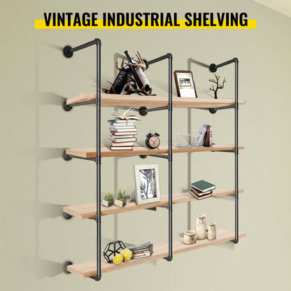 VV-GYGZWJ-BJDM4C3PCS - Durable 4-Tier Iron Pipe Shelves for Vintage Storage