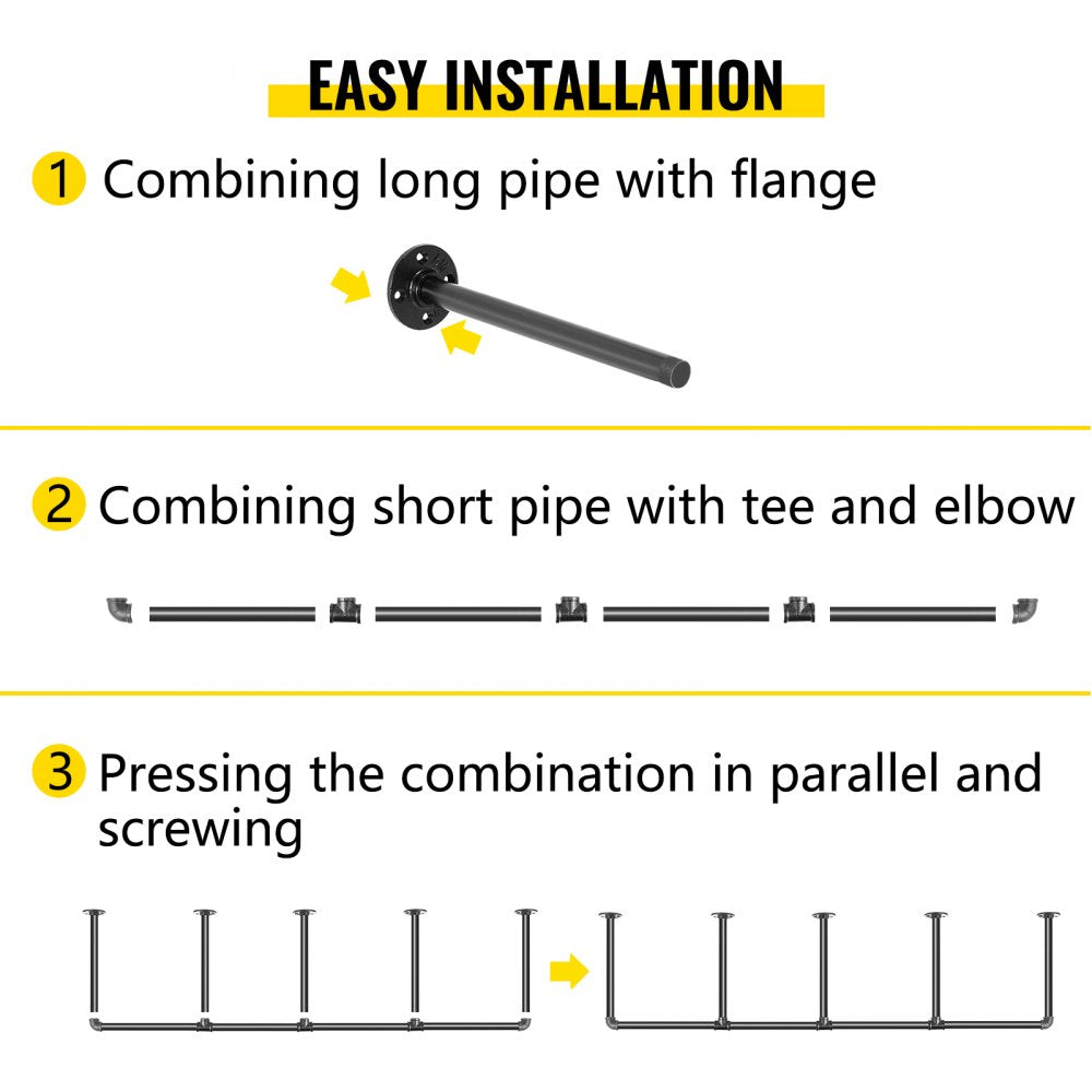 VV-GYGZWJ-BJDM4C3PCS - Durable 4-Tier Iron Pipe Shelves for Vintage Storage