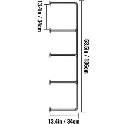 VV-GYGZWJ-BJDM4C3PCS - Durable 4-Tier Iron Pipe Shelves for Vintage Storage