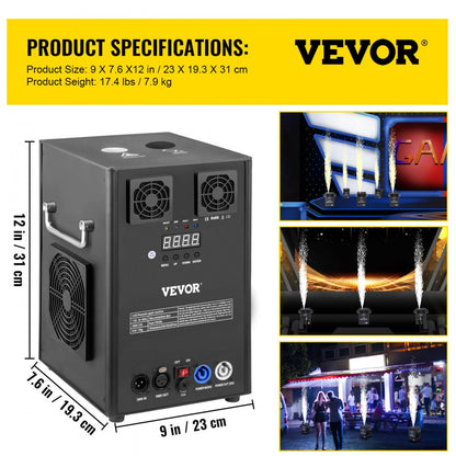 VV-CSM-700 - Adjustable Spark Machine, 6.6-9.8ft for Events