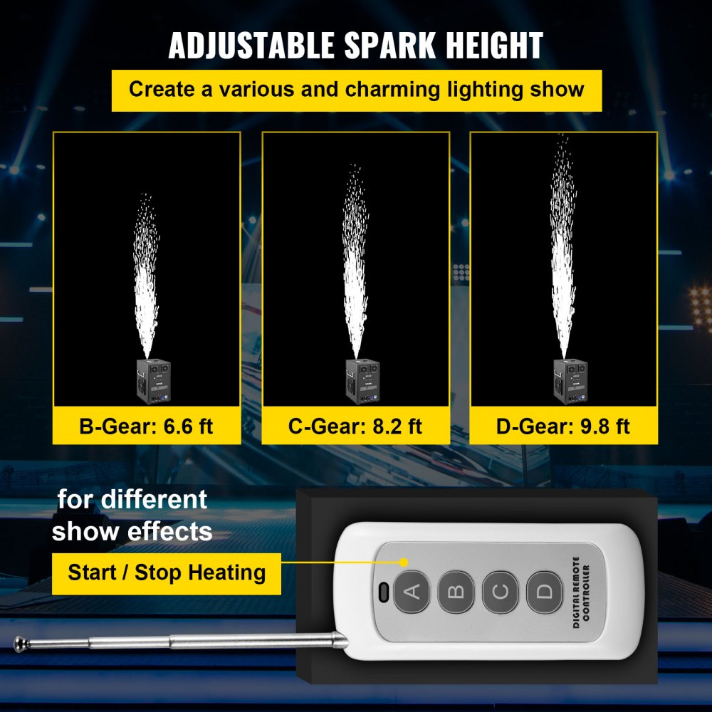 VV-CSM-500 - 700W Cold Spark Machine with Adjustable 6.6-9.8ft Sparks