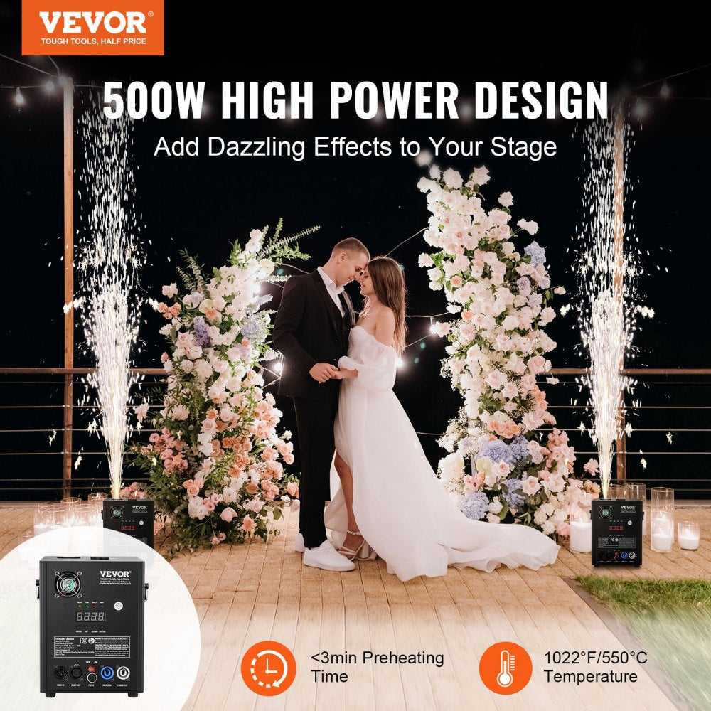 BJY-PHJ500u1 - 500W VEVOR Cold Spark Machine with DMX Control and 180g Capacity
