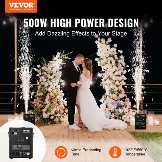 BJY-PHJ500u1 - 500W VEVOR Cold Spark Machine with DMX Control and 180g Capacity