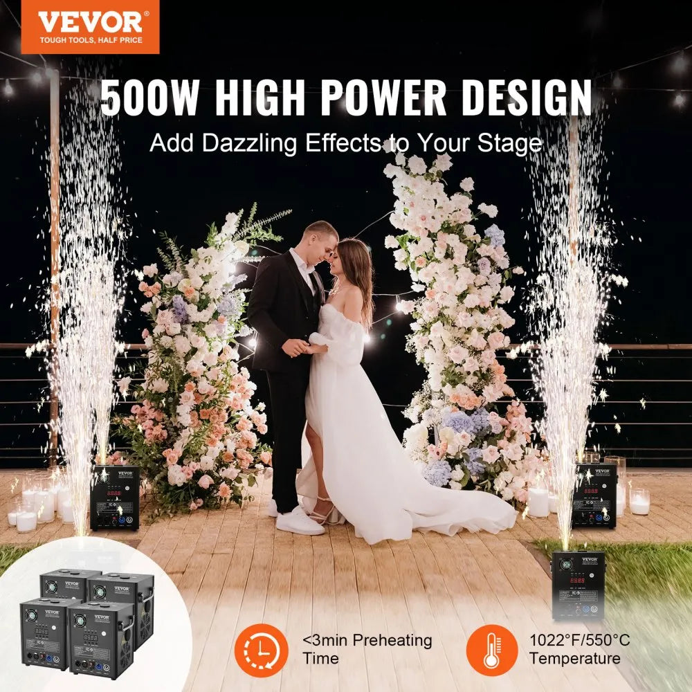 BJY-PHJ500u1 - 500W Cold Spark Firework Machine, DMX Control, 2-4m Reach