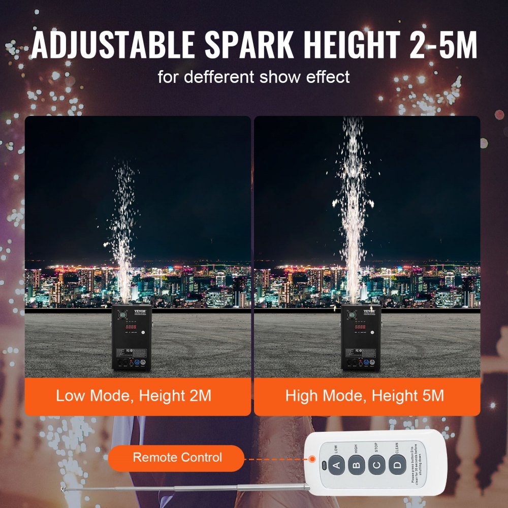 BJY-PHJ700u1 - 700W Cold Spark Machine, Adjustable 6.6-16.4ft Height